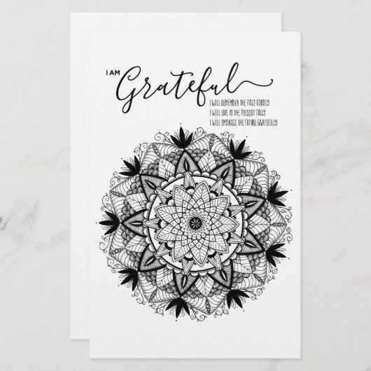 I AM Grateful Affirmation and Intention Mandala (Front/Back)