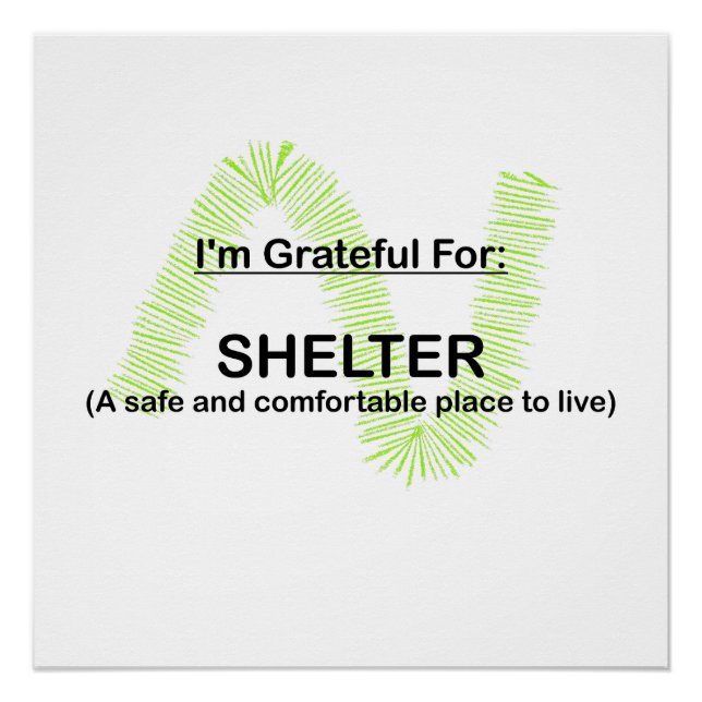 I AM GRATEFUL FOR SHELTER POSTER (Front)