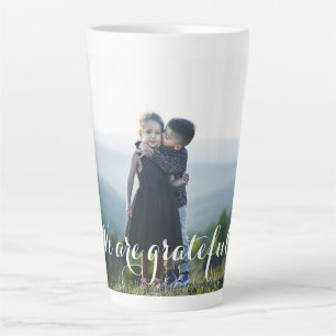 I Am Grateful Happy Thanksgiving Photo Latte Mug