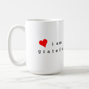 I Am Grateful Red Heart Gratitude Reminder Coffee Mug