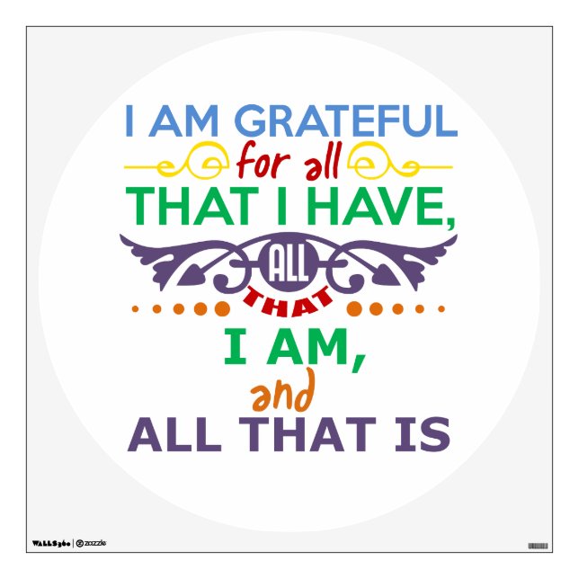 I Am Grateful Wall Sticker (Front)