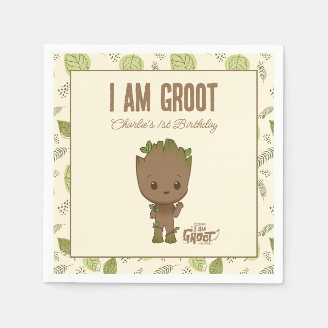I am Groot | 1st Birthday Napkins (Front)