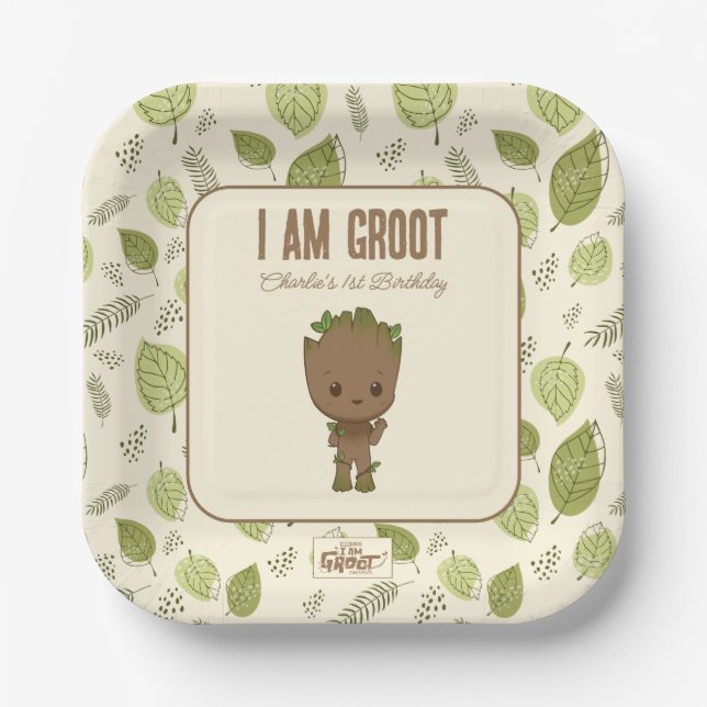 I am Groot | 1st Birthday Paper Plates (Front)
