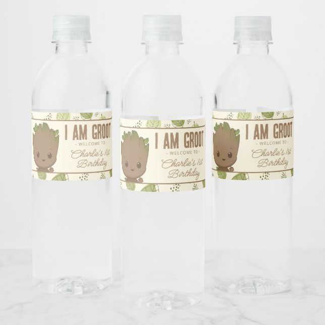 I am Groot | 1st Birthday Water Bottle Label (Bottles)