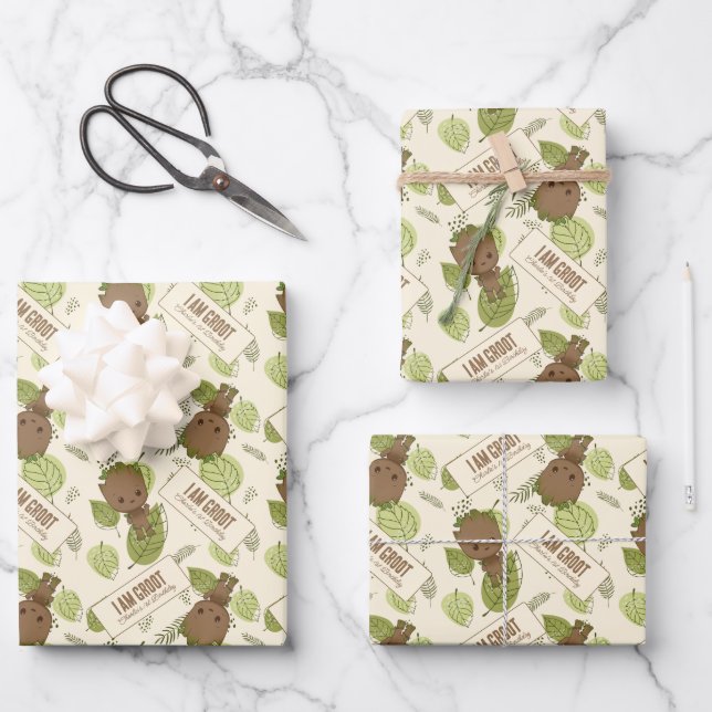 I am Groot | 1st Birthday Wrapping Paper Sheets (Front)