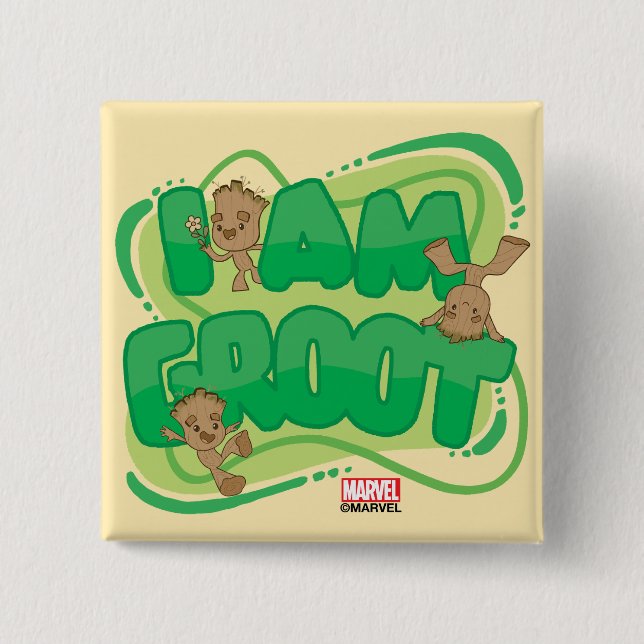 I Am Groot Character Art Text Button (Front)