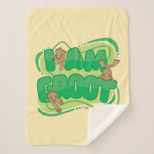 I Am Groot Character Art Text Sherpa Blanket (Front)