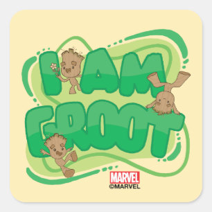 I Am Groot Character Art Text Square Sticker