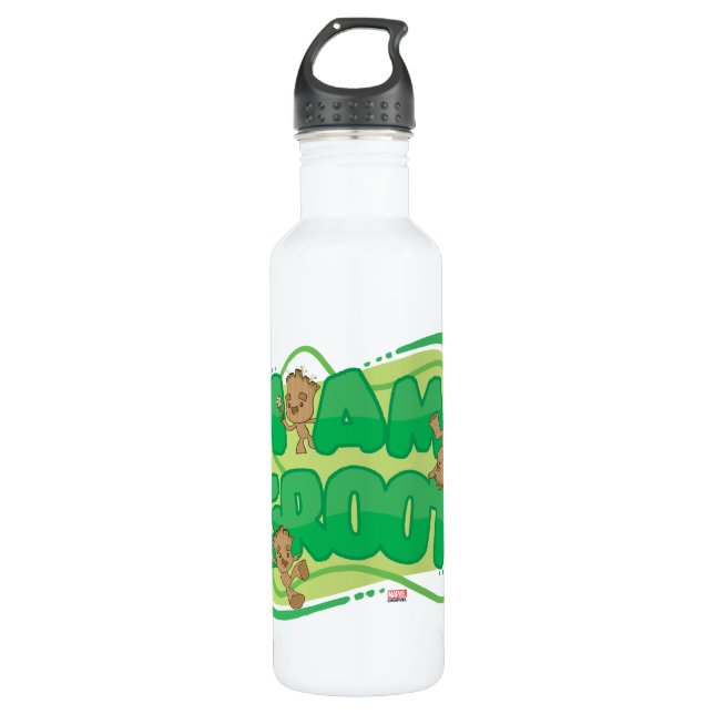 I Am Groot Character Art Text Stainless Steel Water Bottle (Front)