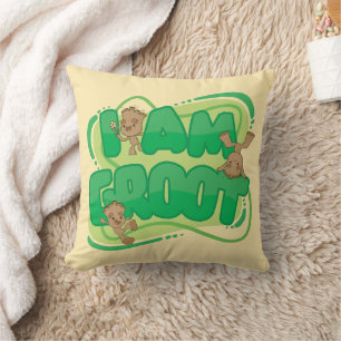 I Am Groot Character Art Text Throw Pillow