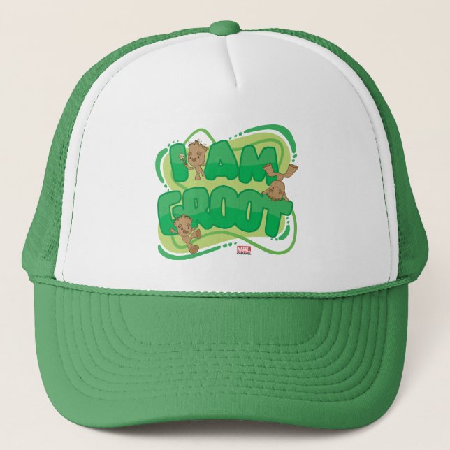 I Am Groot Character Art Text Trucker Hat (Front)
