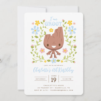 I am Groot | Girl's Floral Birthday Invitation