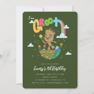 I am Groot | Girl's Floral Rainbow Birthday Invitation