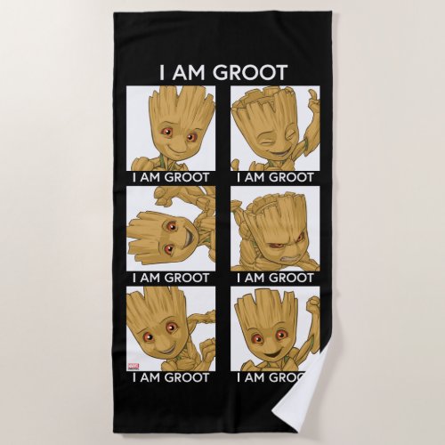 I Am Groot Mood Chart Beach Towel