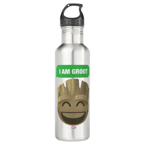 I Am Groot Text Emoji Water Bottle