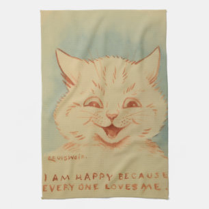 I Am Happy Because Everyone Loves Me (Cute Cat) Kitchen Towel