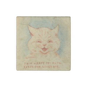 I Am Happy Because Everyone Loves Me (Cute Kitten) Stone Magnet
