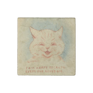 I Am Happy Because Everyone Loves Me (Cute Kitten) Stone Magnet