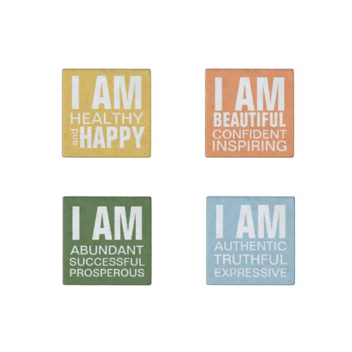 I am Happy Positive Affirmation Statements Stone Magnet