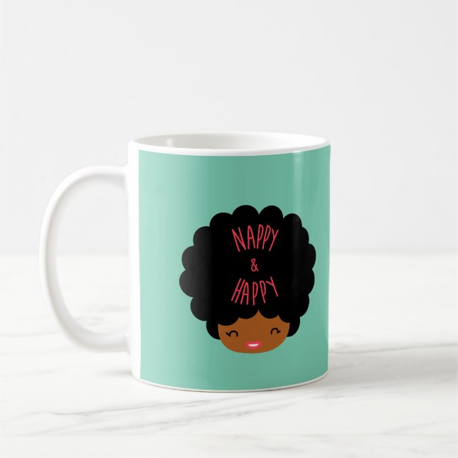 I am happy with my natural hair ~ NAPPY & HAPPY Coffee Mug (Left)