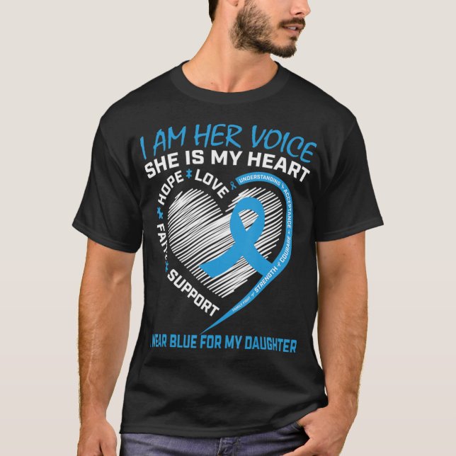 I am her voice she is my heart Autism awareness cl T-Shirt (Front)