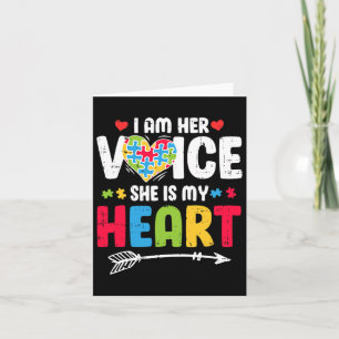 I Am Her Voice She Is My Heart Puzzle Piece Autism Card