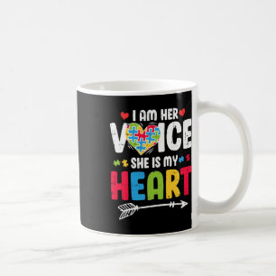 I Am Her Voice She Is My Heart Puzzle Piece Autism Coffee Mug