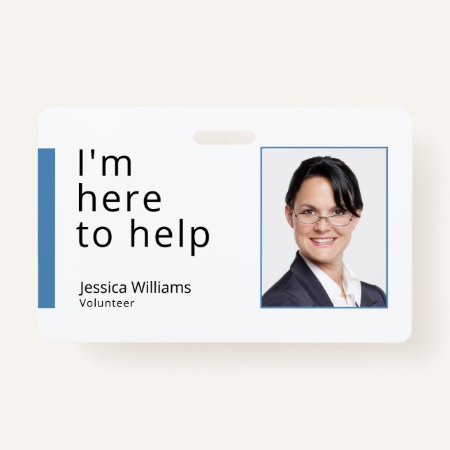 I am here to help - Volunteers ID Badge (Front)