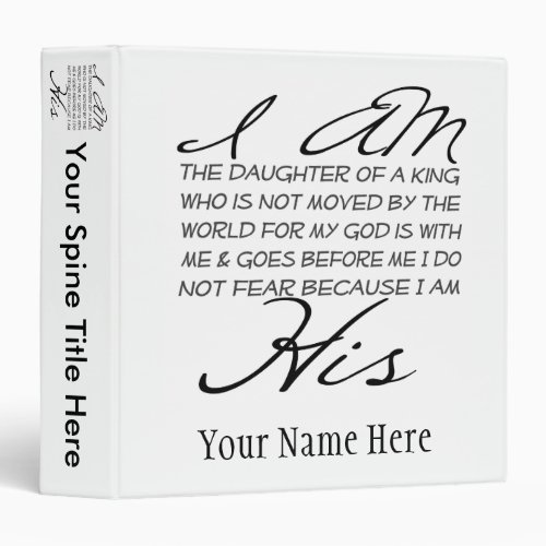 I am His Christian Inspiration 3 Ring Binder