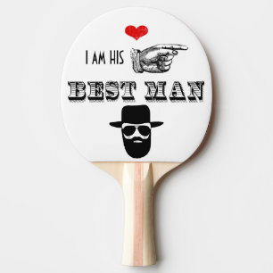 I am HIS Mr. Best Man Hipster Mustache Beard Hat Ping Pong Paddle