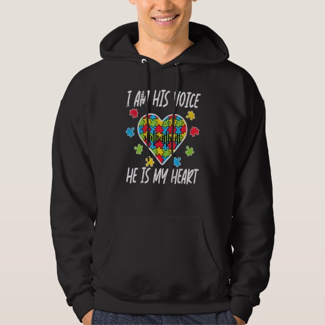 I Am His Voice He Is My Heart Autism Awareness ASD Hoodie (Front)