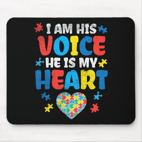 I Am His Voice He Is My Heart Autism Awareness ASL Mouse Pad