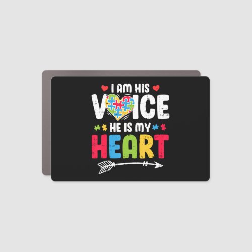 I Am His Voice He Is My Heart Autism Awareness Aut Car Magnet