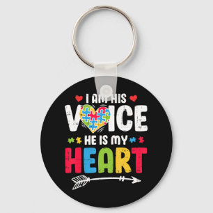 I Am His Voice He Is My Heart Autism Awareness Aut Keychain
