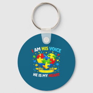 I am his voice he is my heart autism awareness keychain