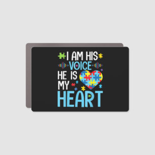 I Am His Voice He Is My Heart , Autism Awareness P Car Magnet