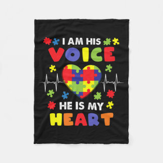 I Am His Voice He Is My Heart Autism Awareness Pre Fleece Blanket