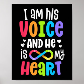 I Am His Voice He Is My Heart Autism Awareness Pre Poster