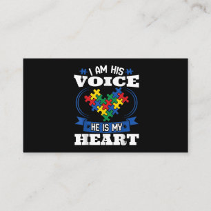 I Am His Voice He Is My Heart Autism Awareness Son Business Card