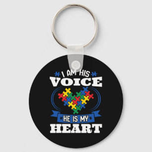 I Am His Voice He Is My Heart Autism Awareness Son Keychain