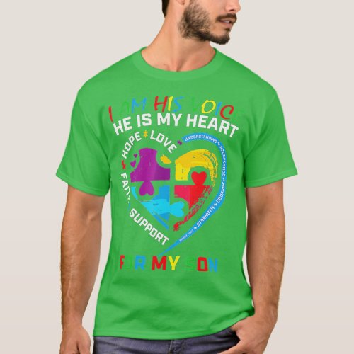 I Am His Voice He Is My Heart Autism Awareness Son T_Shirt