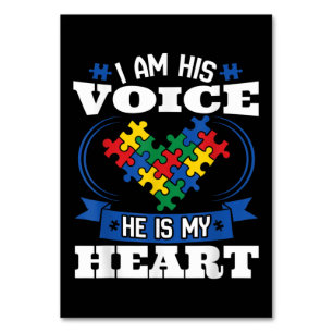I Am His Voice He Is My Heart Autism Awareness Son Table Number