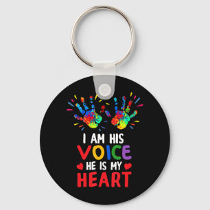 I Am His Voice He Is My Heart Autism Awareness T-S Keychain