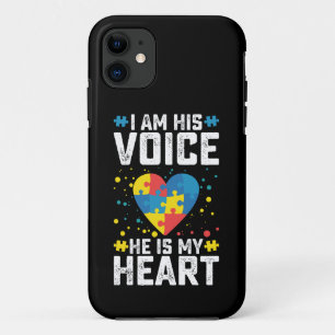 I Am His Voice He Is My Heart Autism Mom Dad iPhone 11 Case