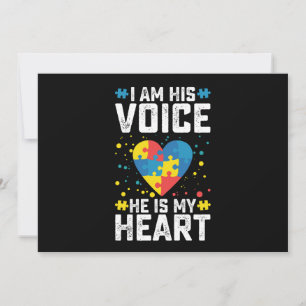 I Am His Voice He Is My Heart Autism Mom Dad Invitation