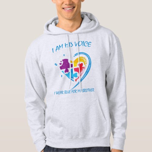 I am his voice he is my heart I wear blue for my b Hoodie