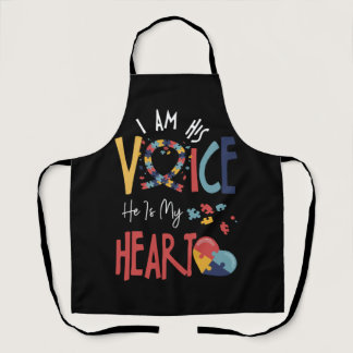 I Am His Voice He Is My Heart Mom Mama Autistic Au Apron