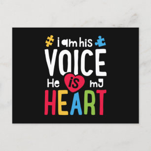 I Am His Voice He Is My Heart T shirt Announcement Postcard
