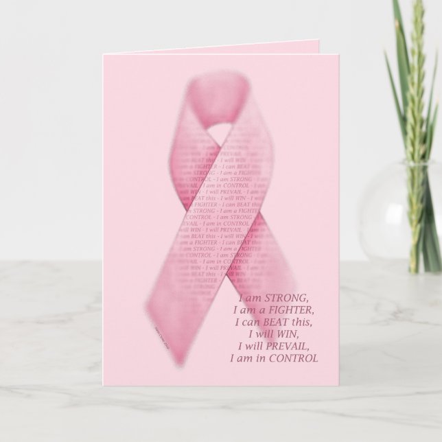 I AM, I CAN, I WILL - Cancer Pink Ribbon Card (Front)