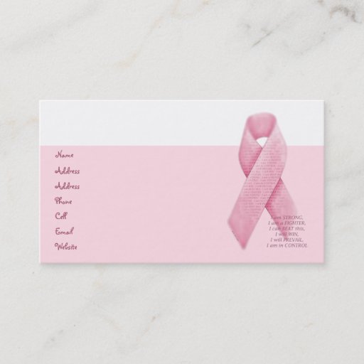 Customizable I AM, I CAN, I WILL - Pink Ribbon Profile Card Business Cards